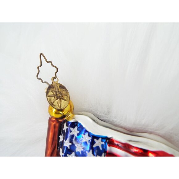 Christopher Radko Stars and Stripes American Flag Glass Christmas Ornament - Picture 10 of 12